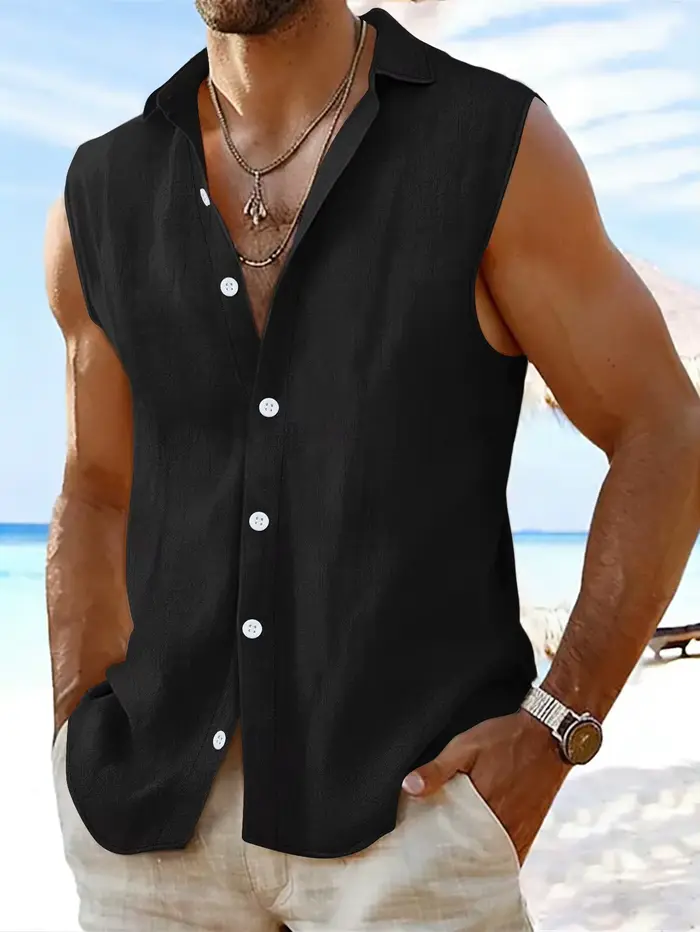 Gilet sans manches en coton et lin pour homme, nouveau style décontracté ample, cardigan ouvert, été