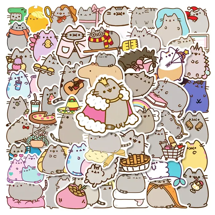 Autocollants chat épais mignon Kawaii, étiquette esthétique, papeterie pour Scrapbook, téléphone, jo