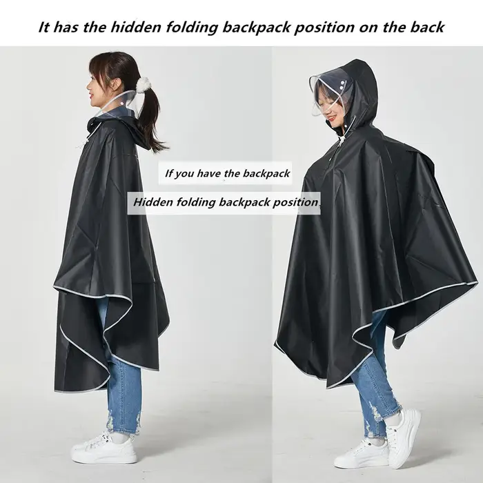 Poncho de pluie imperméable pour vélo et femme et homme, léger et réutilisable, Capes de pluie à cap