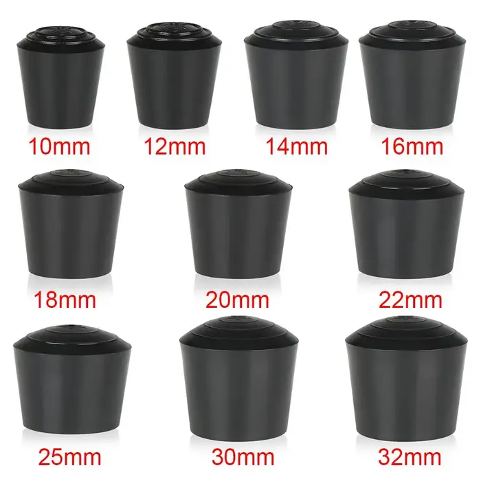 Couvre-pieds ronds noirs en caoutchouc PVC pour meubles, protection de l'environnement, table et cha