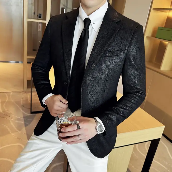 Blazer en daim à boutonnage simple pour hommes, veste à la mode, coupe couvertes, veste trempée, rob