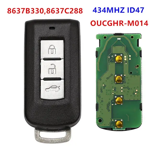 Clé télécommande intelligente de remplacement KEYECU, 3 boutons, 434MHz, transpondeur ID47, pour Mit