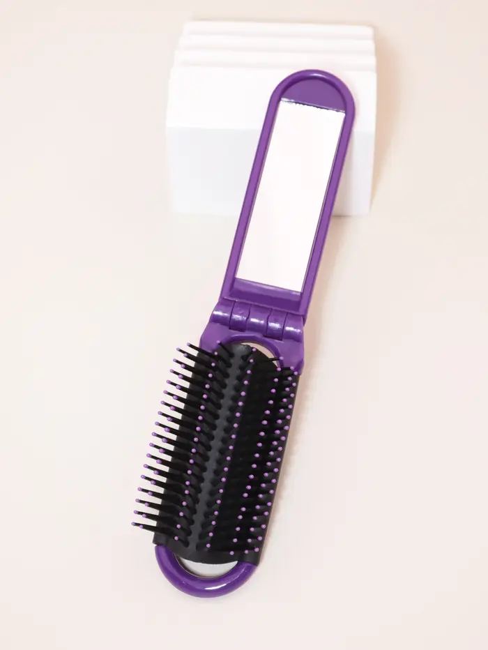 Mini miroir de massage antistatique pliable portable, peigne à cheveux pour fille de voyage avec mir
