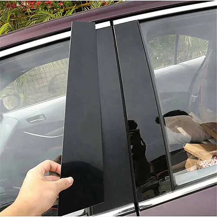 Autocollants de couverture de garniture de pilier de fenêtre de porte de voiture, 6 pièces, pour BMW