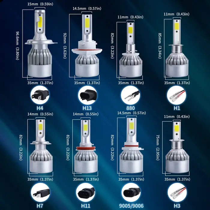2x H7 LED H11 H4 Hi/Lo H1 H3 H8 HB1 HB3 HB4 HB5 HIR2 H13 H27 9005 9006 ampoules de phares de voiture