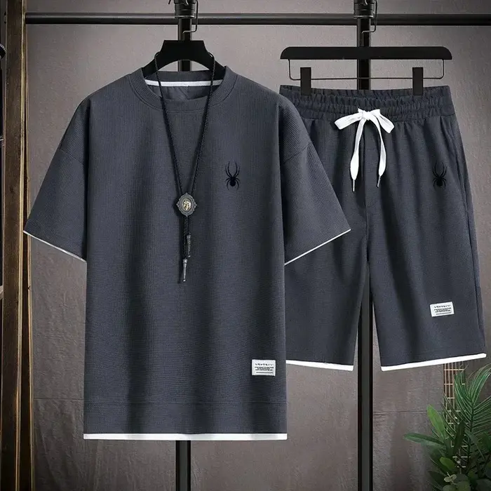 Ensemble T-shirt à manches courtes et short de sport pour hommes, vêtements de sport décontractés et