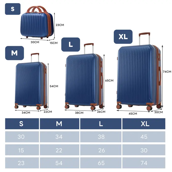Anajqaqia Set de bagages, avec poignées télescopiques en métal, 360 °   Double roues, serrure TSA, e