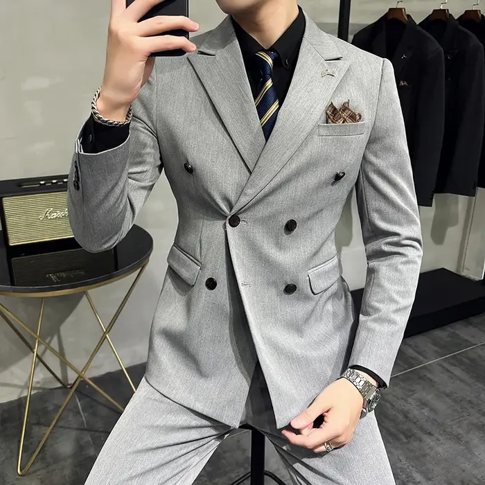Ensemble 2 pièces pour homme, blazer + pantalon, tenue d'affaires décontractée, moulante, tenue de m