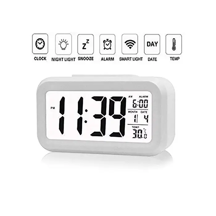 Réveil Numérique LED Rétro-Éclairé, Données Snooze, Calendrier, Bureau, Multifonction, Électronique,