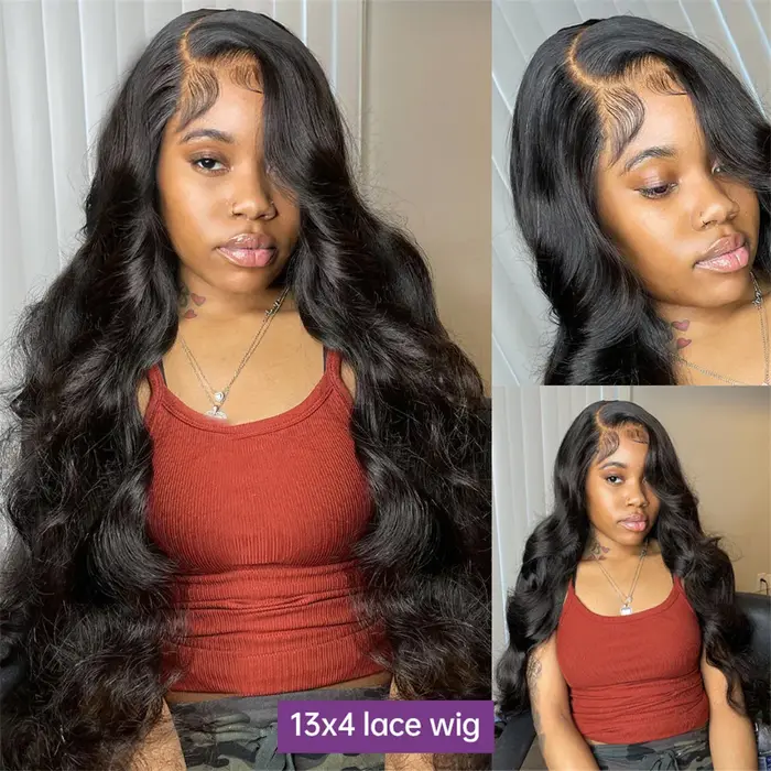 Perruque Lace Front Wig Body Wave sans colle, cheveux humains, pre-plucked, Melt Skins, pre-Wiltshir