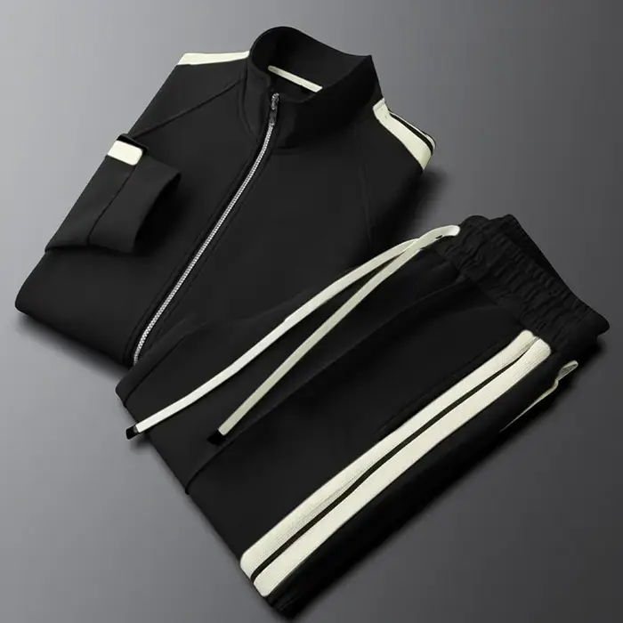 Costume unisexe à rayures latérales pour hommes et femmes, manteau de sport décontracté, pantalon de