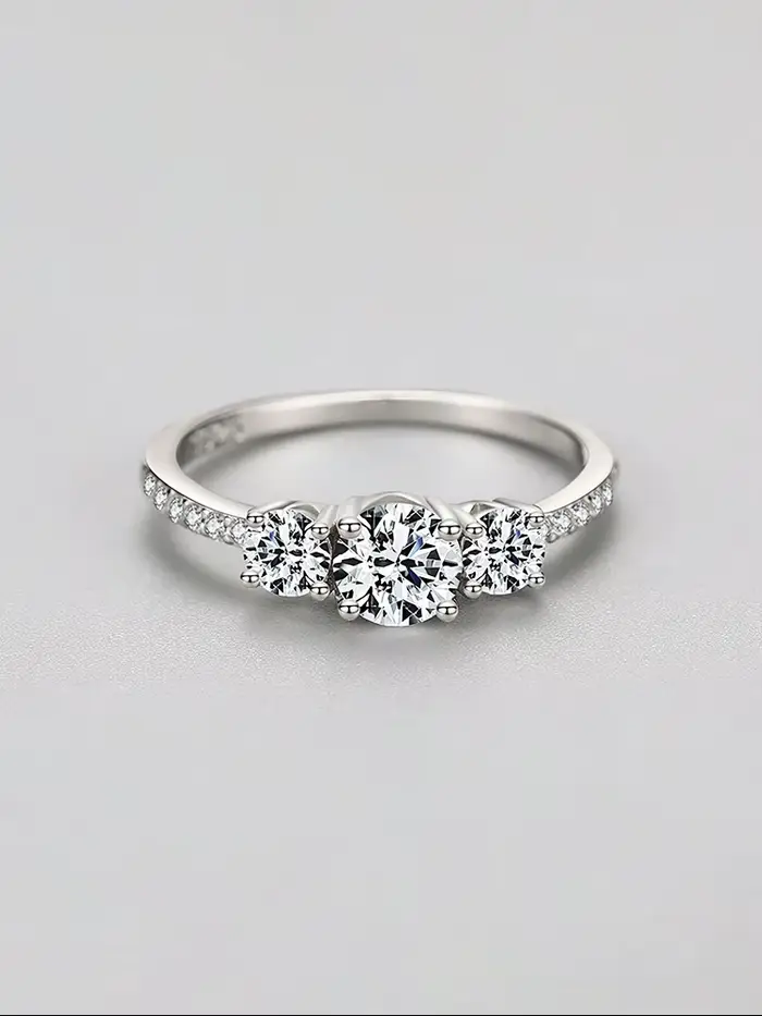 Bague ronde en argent Sterling 925 pour femmes, classique, mode, Zircon 0,5 ct, anniversaire, fiança