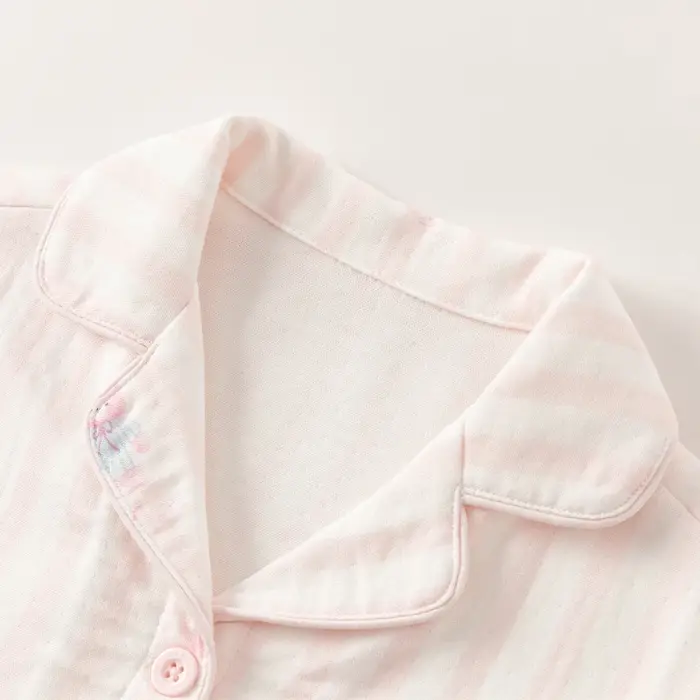 MACChildren-Pyjama rayé rose pour filles, ensemble deux pièces doux, imprimé ventilé, mode décontrac