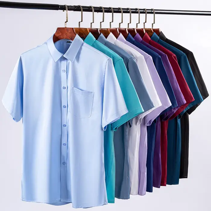 Chemises anti-déformables pour hommes Chemises provoqué à manches courtes pour hommes Slim Fit Camis