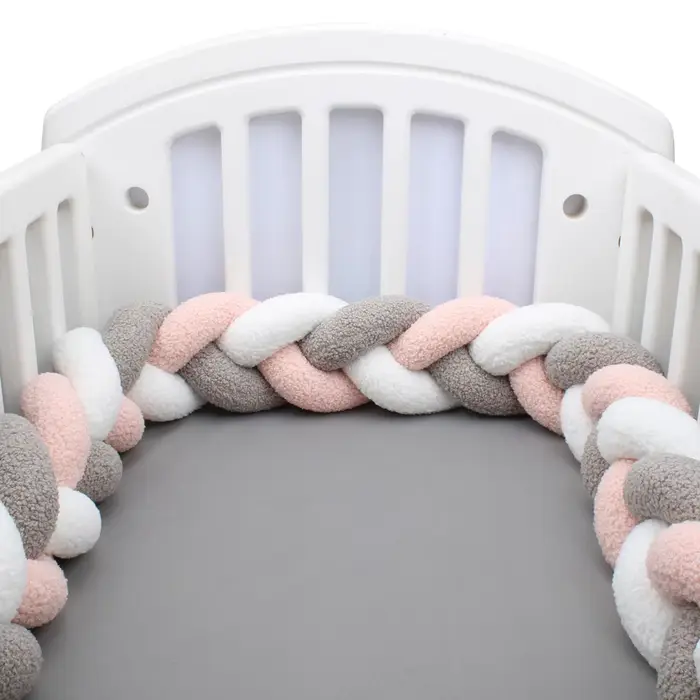 Tour de lit bébé tresse 1-4 mois - Pare-chocs berceau décoratif coussin protection chambre