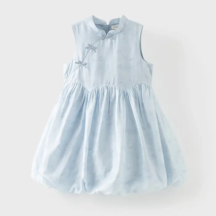Robes d'été imprimées pour filles Dave Bella, style princesse, 7-13 ans, sans manches, style chinois