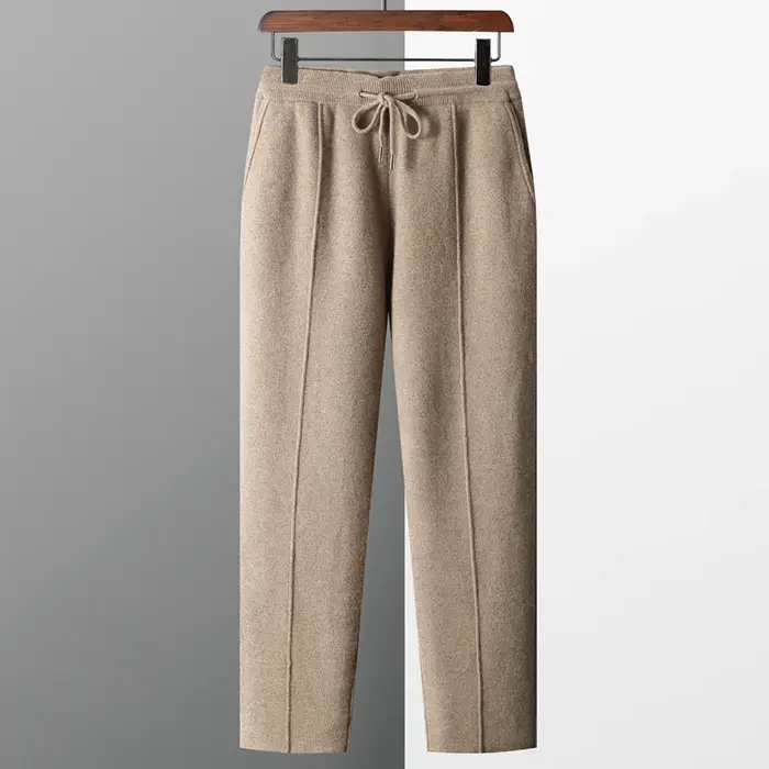 Pantalon en cachemire épais pour hommes, Slim, tricoté, 100% Pure laine, pour garder au chaud, nouve