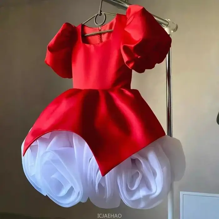 Robes florales 3D élégantes pour filles, tenue de réception pour le Nouvel An, costume d'anniversair