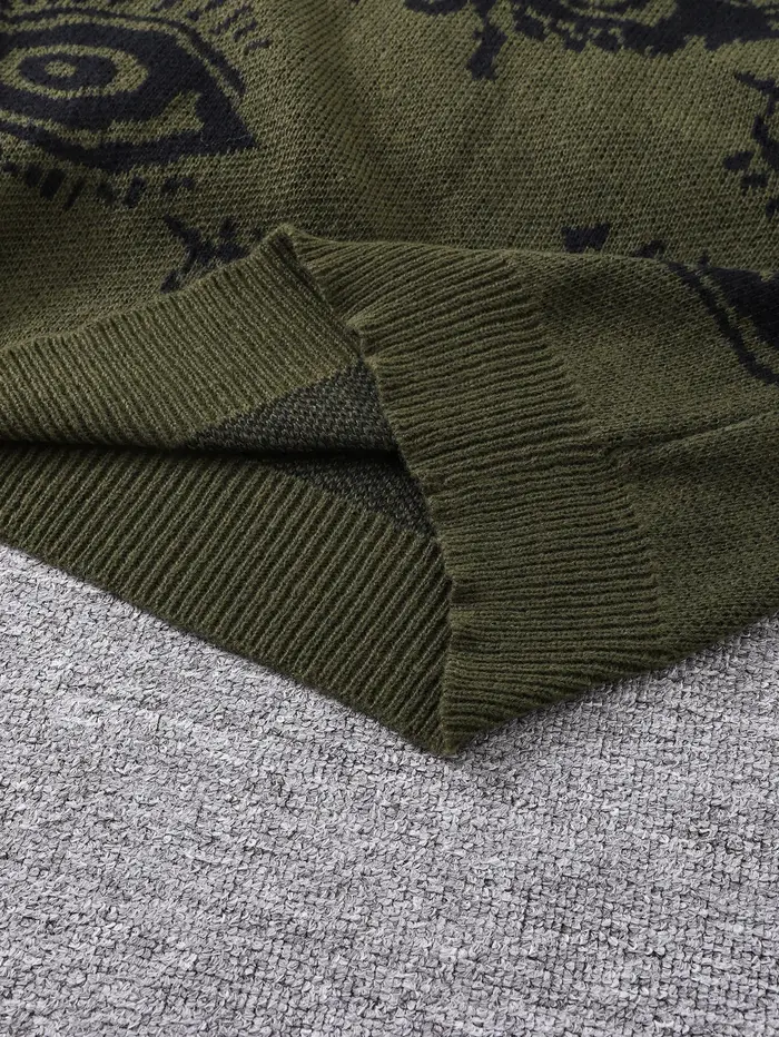 Nouveau populaire automne et hiver oeil abstrait motif Jacquard pull pull décontracté col rond trico