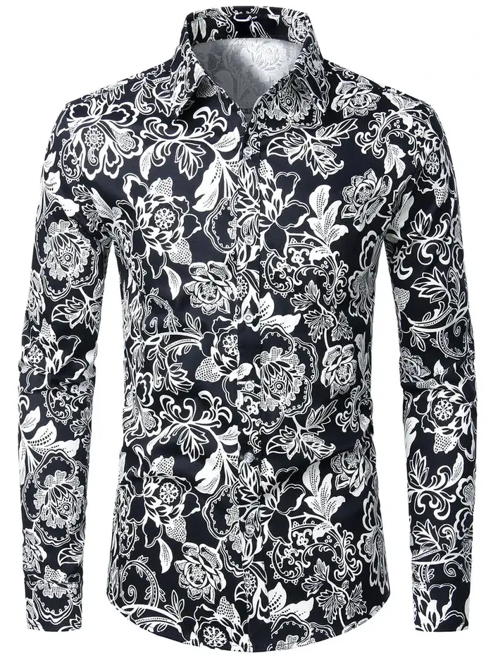 Chemise florale rétro des années 70 pour hommes et femmes, mode luxe, chemises à manches longues, bo