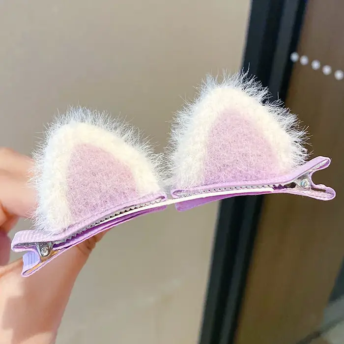 Épingles à cheveux oreilles de chat en peluche pour filles, 2 pièces, Clips à cheveux, accessoires p