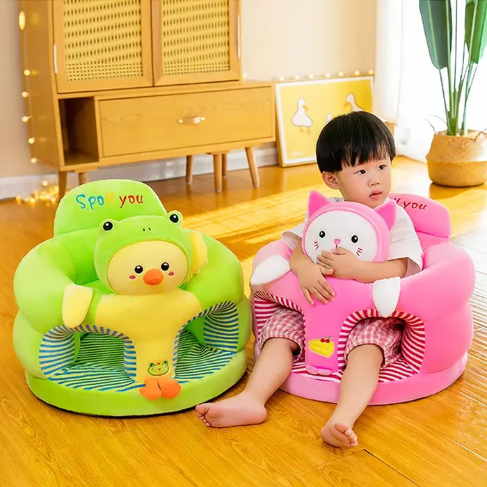 Housse de chaise d'assise en peluche pour bébé forme d'animal mignon support apprentissage nourrissons sécurité confort douillet jeu développement motoréception
