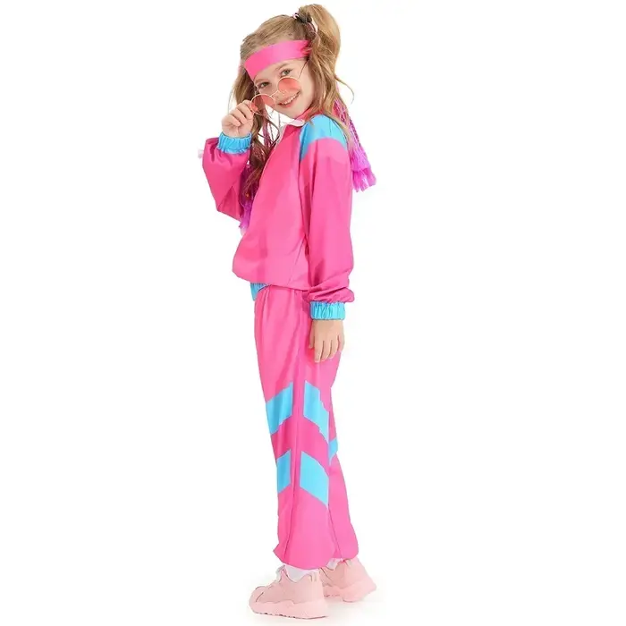 Costume sport rétro 80s 90s enfants patchwork fermeture éclair vêtement disco hip hop garçons filles mode occasion festive