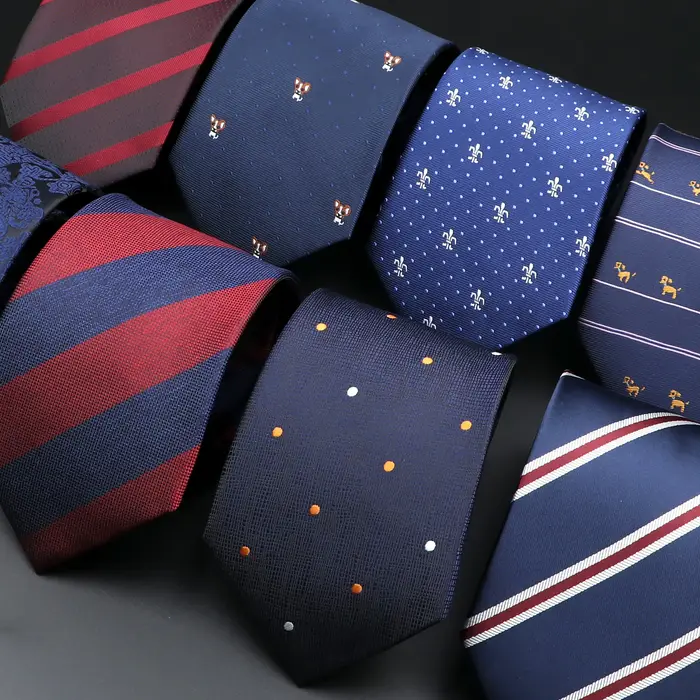 Nouveauté cravates pour hommes dessin animé chien points Paisley rayé mode hommes réunion d'affaires