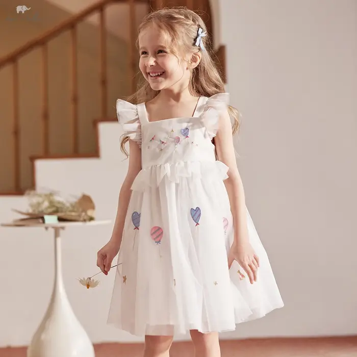 Robe de princesse en maille pour filles Dave Bella, robe de bal brodée sans manches pour enfants, ro