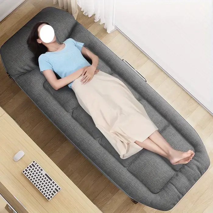 Lit pliant portable et multifonctionnel rembourré cadre en métal pour sieste à domicile ou bureau occasions spéciales détente et repos