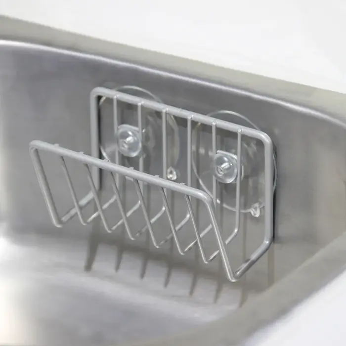 Support à éponge pour évier de cuisine, support à éponge à ventouse en acier inoxydable, accessoires