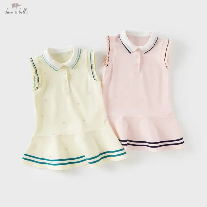 Dave Bella – robe Polo pour enfants, nouvelle mode d'été pour bébés filles, jupe ondulée douce et mi
