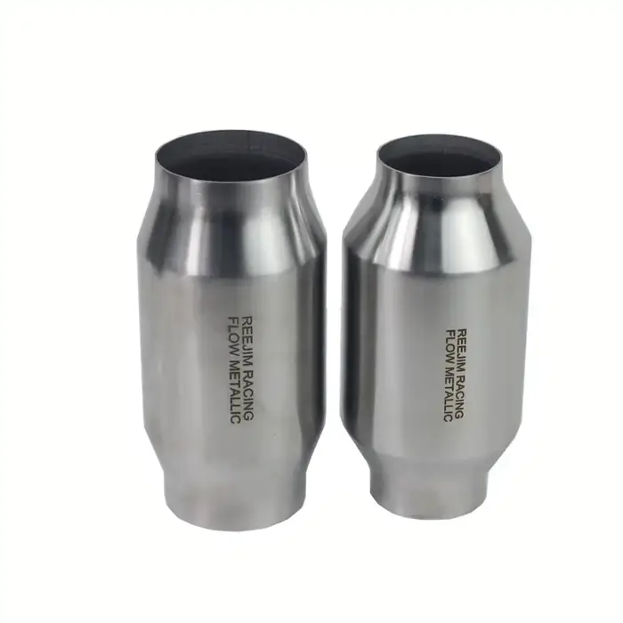 Convertisseur catalytique à haut débit 4" x 8" - Substrat métallique 200 cellules/cpsi - 2,5"/3" ent