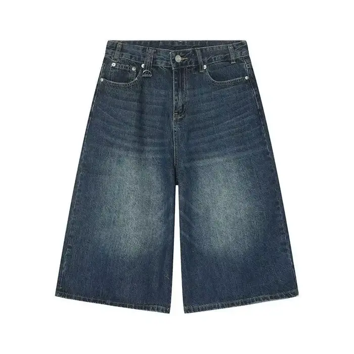 Shorts en jean délavé dégradé style rétro américain pour homme, collection été 2026 – Nouveau pantal