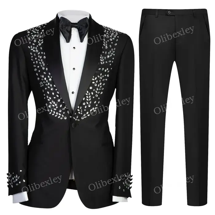 Smokings noirs pour hommes costumes noirs 2 pièces personnalisé Elegante haute qualité Slim Fit homm