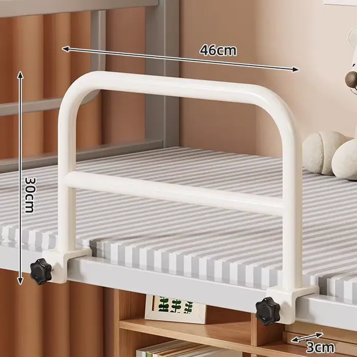 Barrière de lit anti-chute en métal robuste pour usage domestique fixée au lit sécurité enfant design blanc occasions spéciales jouets sécurités développement psycho-moteur