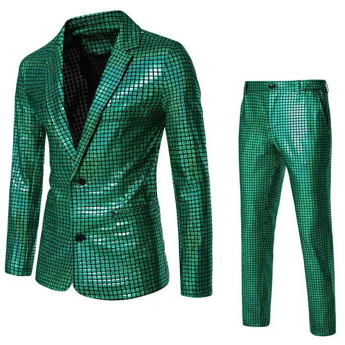 À la mode nouveaux hommes paillettes marquage à chaud costume Disco Cosplay fête scène discothèque b