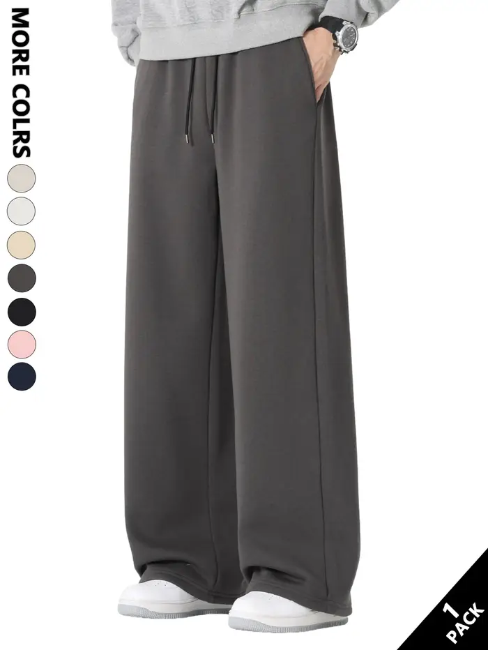 Pantalons décontractés de couleur unie pour hommes, confortables et respirants, jambe droite pour un