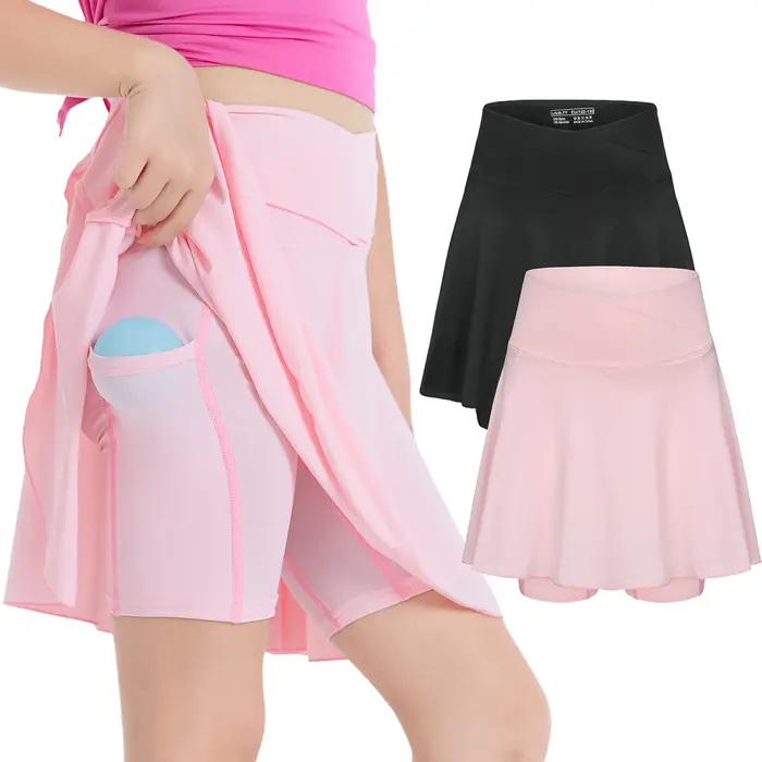Jupe-Short Sportive pour Tennis avec Poches Latérales et Taille Haute – Tenue Active pour Filles, En