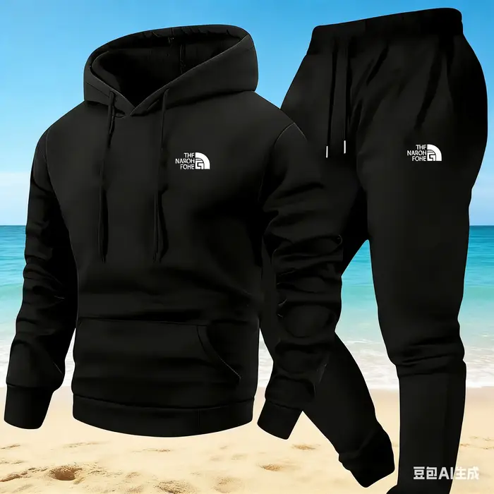 Ensemble deux pièces décontracté pour hommes, sweat-shirt à capuche et pantalon avec poche kangourou