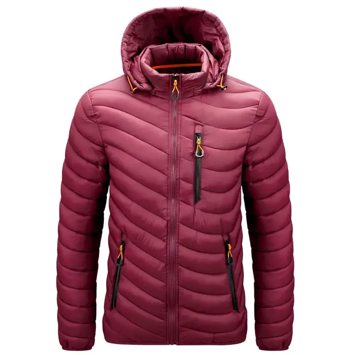 Veste d'extérieur légère pour hommes, à capuche, isolée, thermique, bouffante, chauffée, pour course