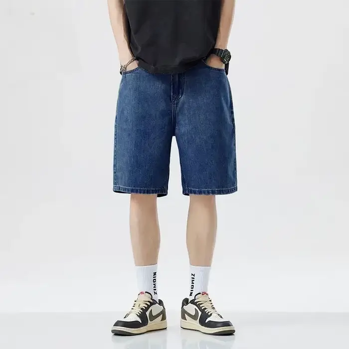 2025 été classique Shorts jean hommes Denim pantalon droit Stretch décontracté Cool mince genou long