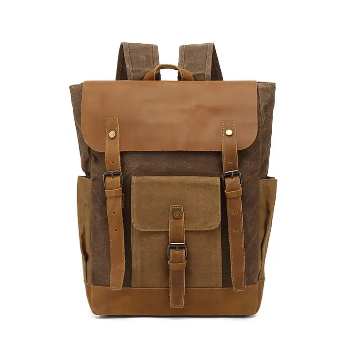 Hommes sac à dos voyage étanche ordinateur pochette d'ordinateur Vintage huile cire toile sacs à dos