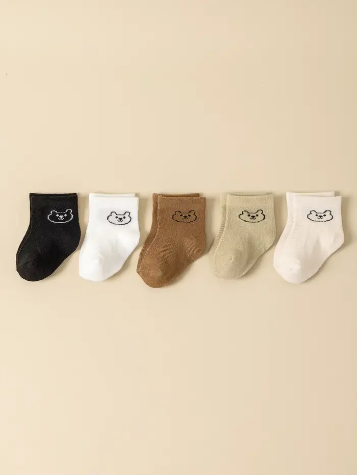 5 paires de chaussettes pour bébé, couleur unie, douces et confortables, blanches, mi-mollet, pour l