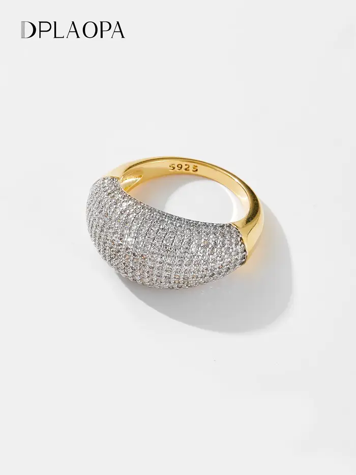 DPLAOPA femmes 100% 925 argent Sterling plein Zircon CZ pavé grand anneau femmes Rock Punk mariage m
