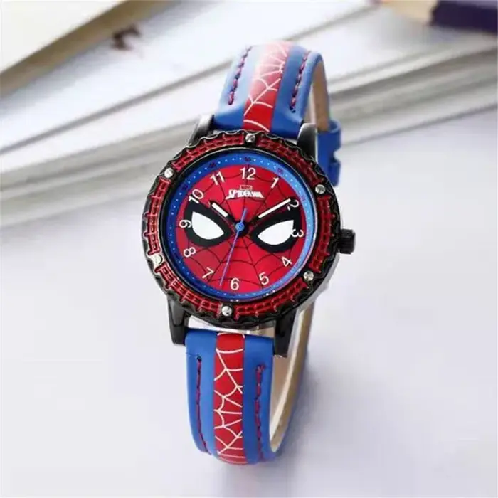 Montre de dessin animé pour enfants, horloge pour élèves du primaire, Spiderman, montre à Quartz, po