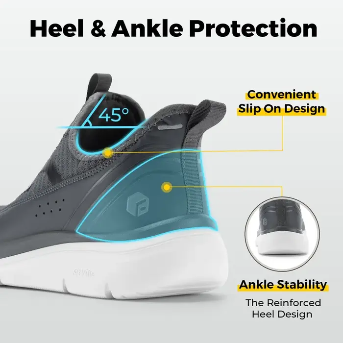 FitVille Chaussures de marche pour hommes à enfiler, coupe large, largeur extra large, haute résilie