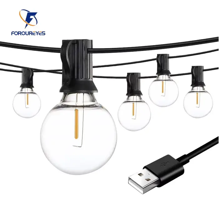 100/50/25ft USB LED lumières 5V 1W G40 ampoule en plastique extérieure étanche tente fée Patio festo