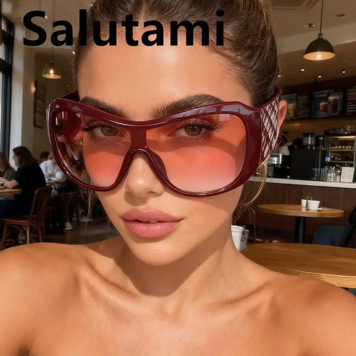 Lunettes de soleil surdimensionnées Y2K pour femmes et hommes, une pièce, vintage, bouclier carré dé
