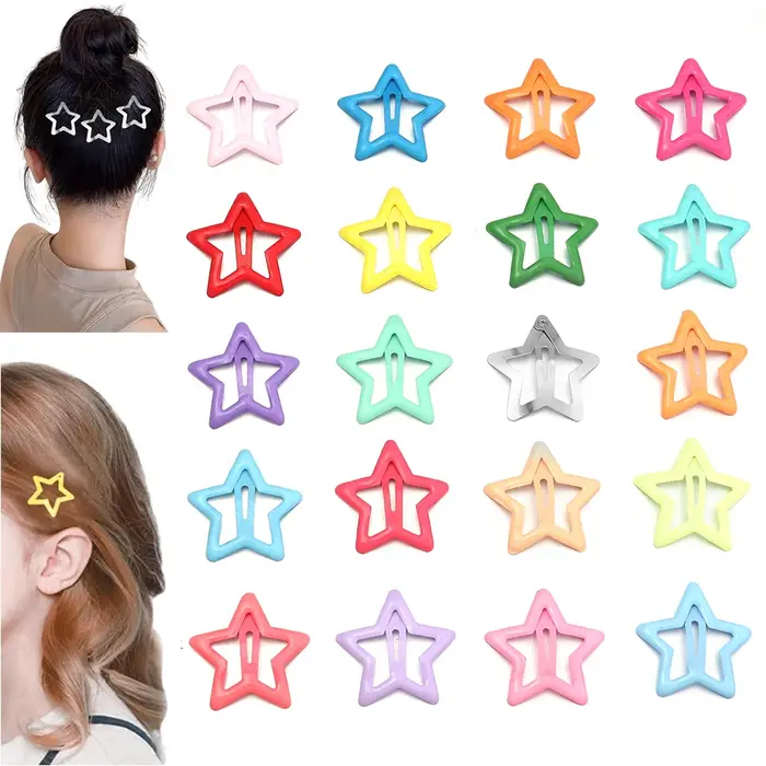 Pinces à cheveux étoiles colorées en métal, 50 pièces/lot, pinces à cheveux Dopamine BB pour cheveux